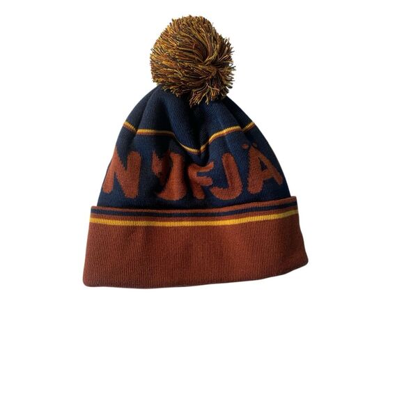 Fjällräven Pom Hat Autumn Leaf Dark Navy Beanie NWT Unisex Eco Knit Outdoor - Picture 5 of 5